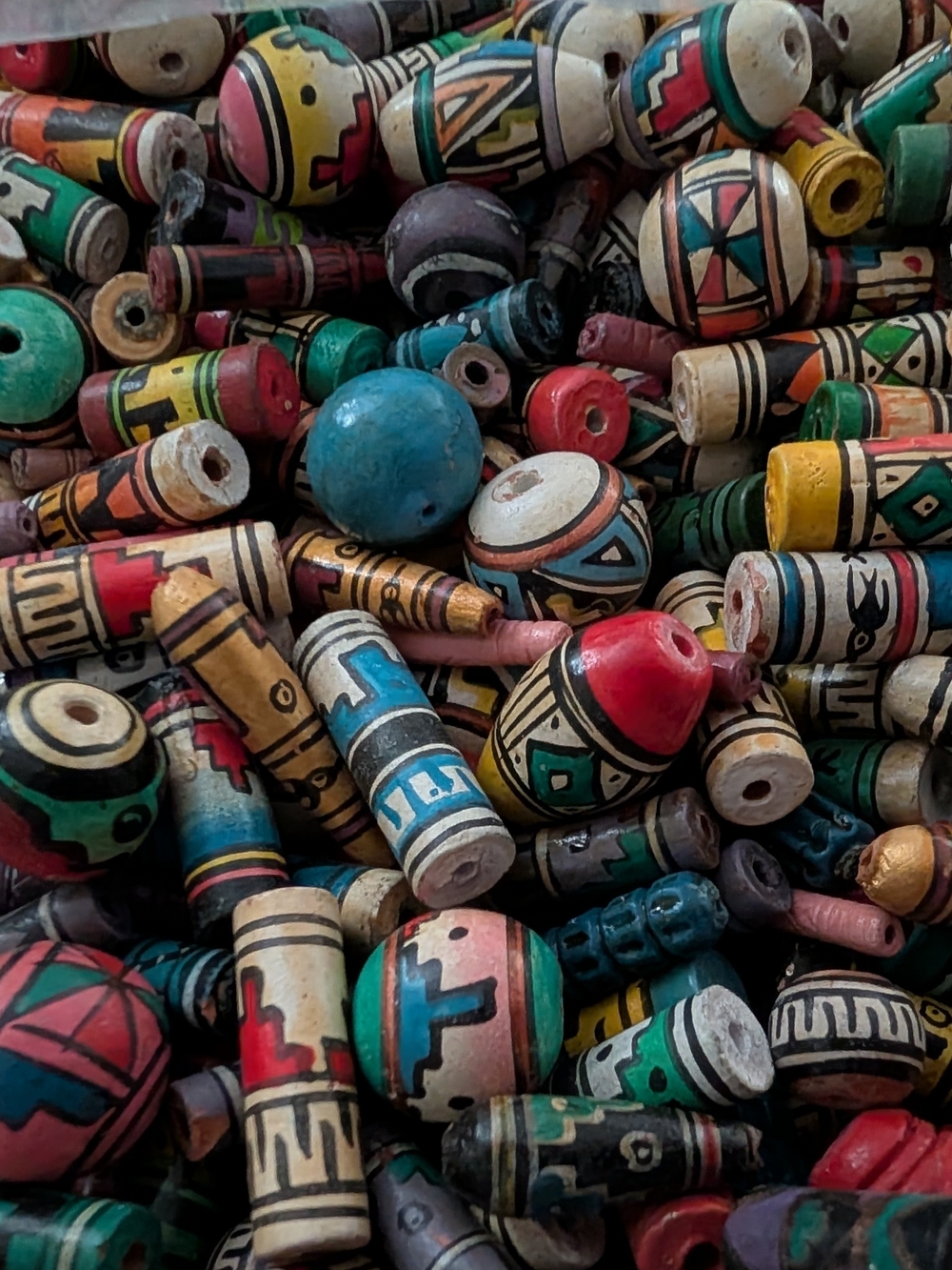 Colorful Clay Peruvian Bead Assortment for Crafts / Jewelry Multicolor Vintage